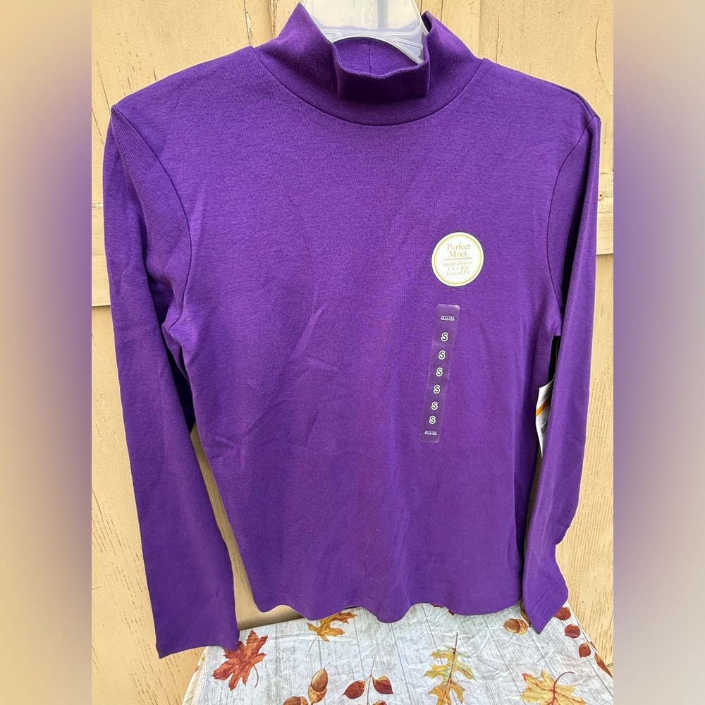 Kim Rogers Purple Turtleneck Blouse